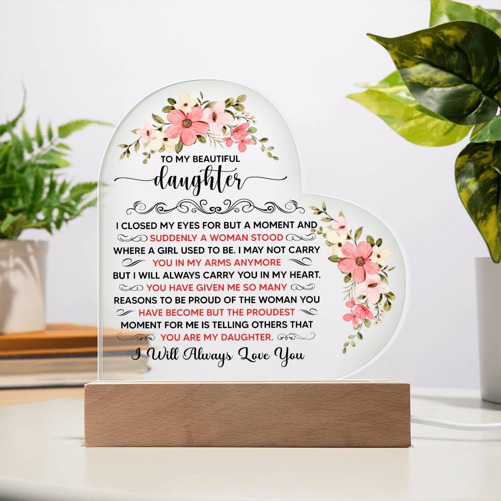 À Ma Magnifique Fille – Plaque Cœur en Acrylique